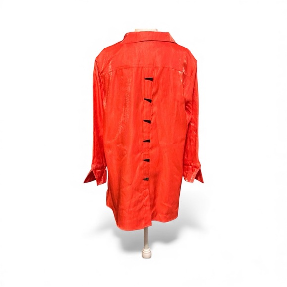Multiples Vibrant Orange Button-Down Shirt - Picture 3 of 11
